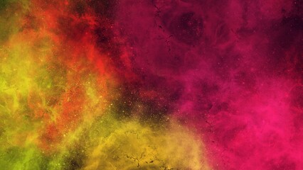 Fototapeta premium Dramatic red, magenta, and yellow nebula with fiery swirls and intense glowing clouds. Powerful and passionate cosmic scene full of energy, depth, and rich color saturation ideal for impactful designs