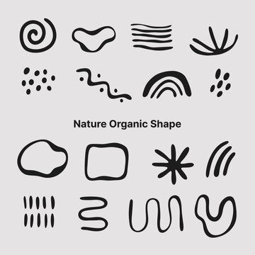 Nature Organic Shape Collection in Black on Gray Background