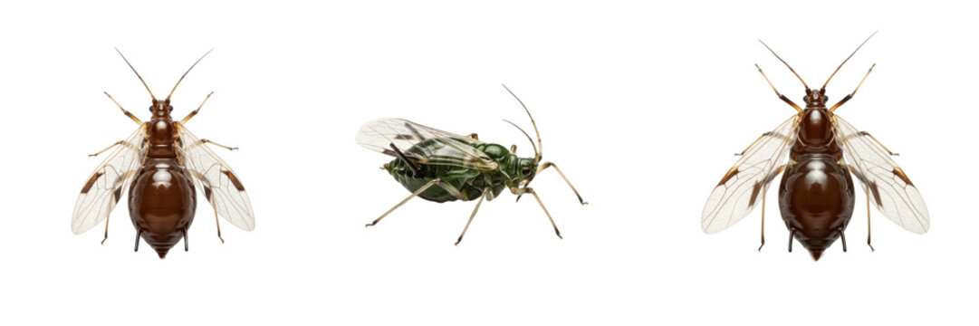 Queen aphid, Aphis gossypii, Aphididae family, winged alate stem mother fundatrix profile, phloem sap-sucking rostrum structure, crop virus vector migration tracking landscape index mapping