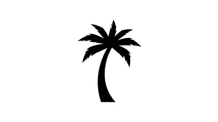 Obraz premium Black silhouette of a tropical palm tree with curved trunk