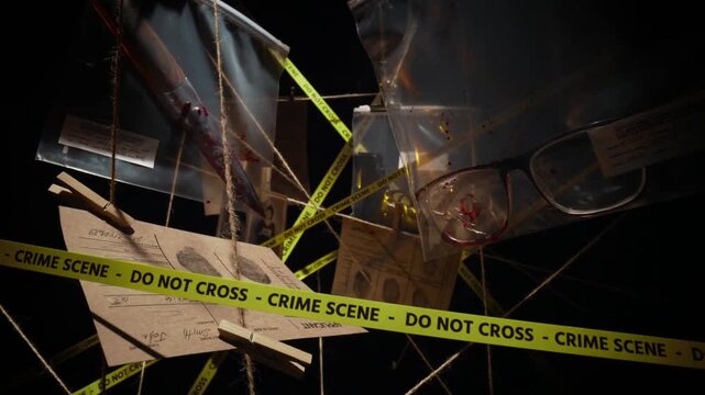 Crime Scene Investigation Evidence Wall Documentary Style Dolly Shot