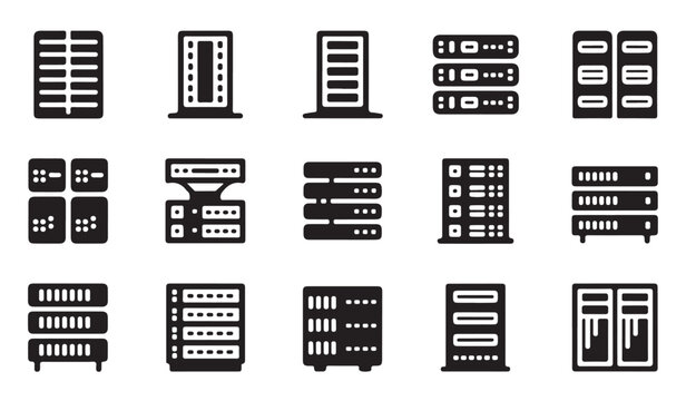 Server rack and data center hardware icons for IT infrastructure.