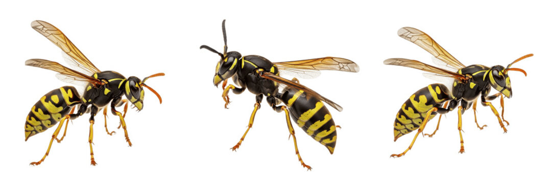 Queen wasp angled view, Vespula vulgaris, Vespidae family, common yellowjacket three-quarter perspective framing, clypeus face profile, petiole waist connectivity, folded wing lanceolate slope
