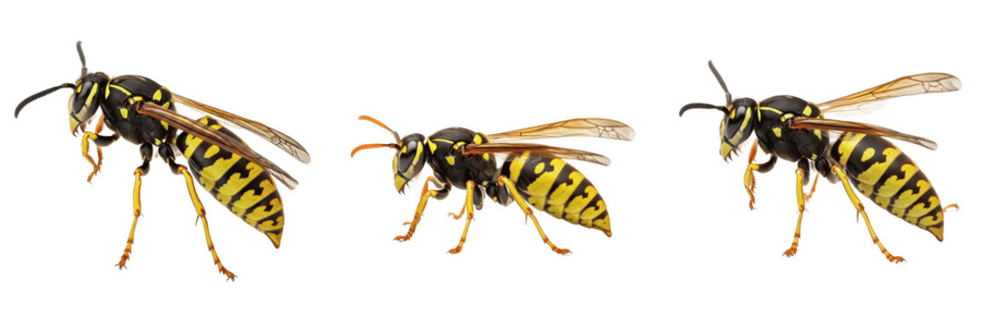 Queen wasp striped body, Vespula vulgaris, Vespidae family, common yellowjacket alternating abdominal bands symmetry pattern, black yellow aposematic warning coloration, gaster segment grid