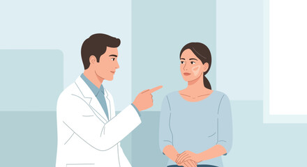 Obraz premium Doctor Consulting Patient About Skin Condition in Medical Office