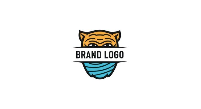 Tiger head mascot with blue striped pattern