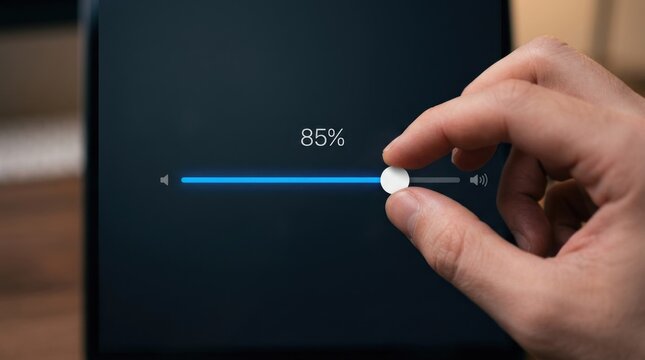 A hand is holding a tablet with a loading bar on the screen, indicating a slow download or upload process.