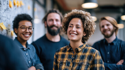 Fototapeta premium Business team diverse engineer office meeting collaboration startup smiling woman business team diverse engineer office meeting collaboration.