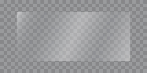 Fototapeta premium Glass effect transparent background with grey checkerboard pattern.