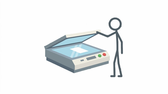 Person using office flatbed scanner for documents