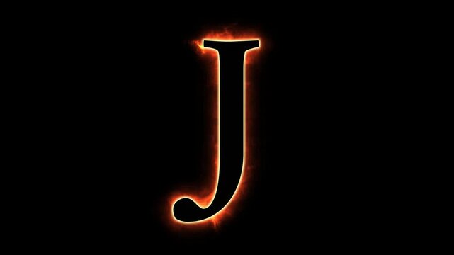 Fire Letter [A-Z] Animation with Burning Flame Effect on Black Background