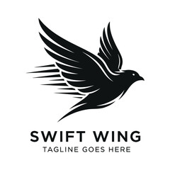 Fototapeta premium Dynamic soaring bird silhouette logo for freedom and speed.
