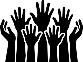 Fototapeta premium Black Raised Hands Silhouette Vector Illustration Representing Unity Support Voting and Community Participation