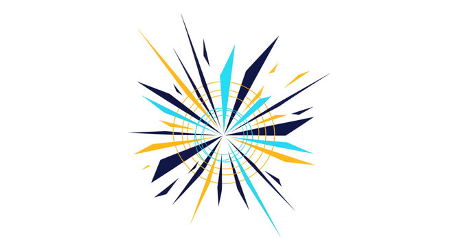 Abstract explosion of sharp geometric shapes and lines.