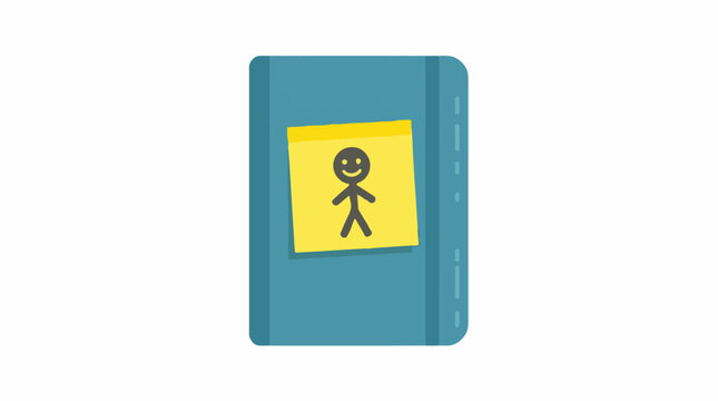Blue notebook with smiley face sticky note reminder