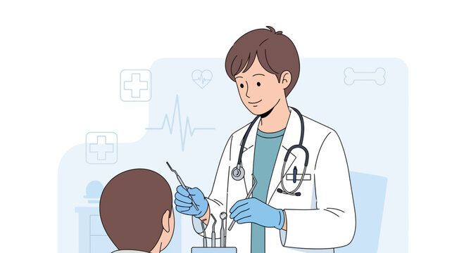 Doctor Examining Child's Throat with Medical Tools, Healthcare Consultation