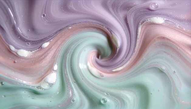 Pastel liquid swirl abstract fluid background marble texture soft color vortex dreamy motion modern design creamy paint flow iridescent gradient swirling pattern smooth art colorful bubble surface