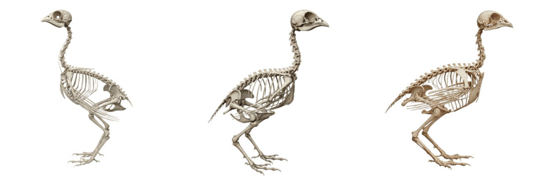 Quail skeleton, Coturnix coturnix, ground bird anatomy, realistic details, Phasianidae galliform landfowl osteology, short rounded wings layout robust pectoral leg bones calibration framework