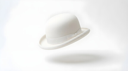Fototapeta premium White Bowler Hat Isolated on White Background