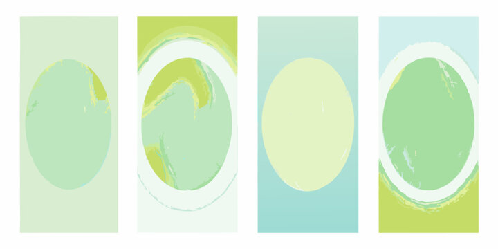Abstract oval brushstroke patterns with pastel green and blue hues