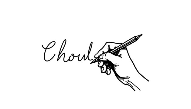 Hand Writing Cursive Text with Pen Illustration
