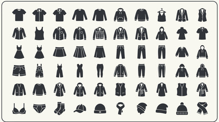Obraz premium Set of various clothing and fashion accessory icons.