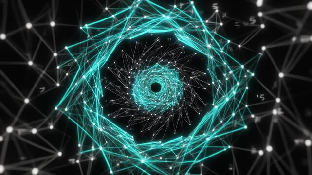 Abstract Cinematic Visualization of Cryptographic Key Generation Mathematical Entropy Coiling Background Video