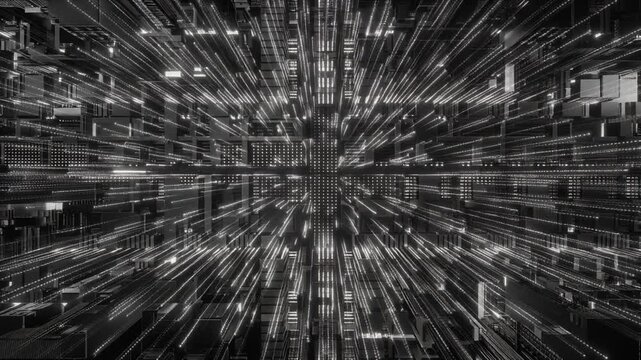 Abstract Cinematic Slow Visualization of Vector Database Similarity Search Query Vector Navigation Background Video
