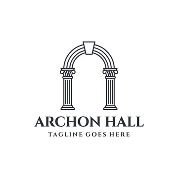 Archon Hall logo with classical architectural columns and an arch.