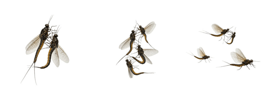 Swarm of mayflies emerging, Ephemera danica, Ephemeridae family, ephemeroptera subimago subimago transformation flight lines, vestigial mouthparts adult lifespan tracking, lake mass flight profile