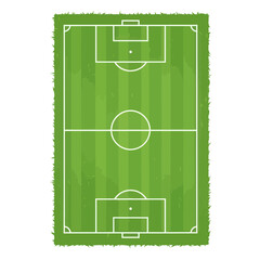 Top View Soccer Field Grass Texture White Lines Goals Center Circle © happy