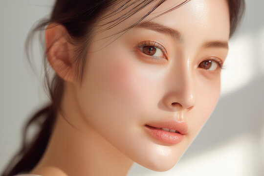 美容, 女性, スキンケア, 化粧品, ビューティー, 若い女性, 美肌, 日本人, アジア人, フェイシャル, メイク, 美容液, 保湿, クリーム, エイジングケア, 美容医療, エステ, 美容クリニック, 肌ケア, ナチュラルメイク, 透明感, ツヤ肌, モデル, 笑顔, ポートレート, クローズアップ, リラックス, 癒し, 健康的, 美白, コラーゲン, ヒアルロン酸, アンチエイジング
