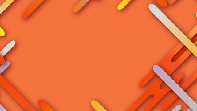 Vibrant Orange Background with Abstract Moving Geometric Lines