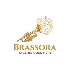 Brassora golden trumpet logo for jazz bands and music festivals. © RealScene