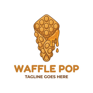 Bubble waffle cone drizzled with golden syrup or honey.
