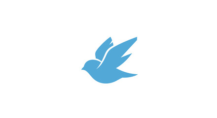 Obraz premium Blue bird silhouette in flight against white background 1.