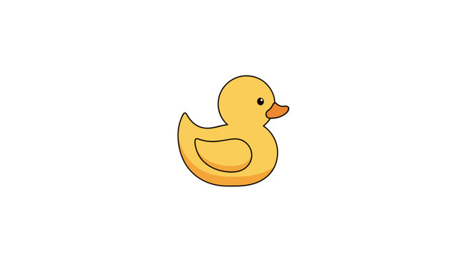 Cute yellow rubber duck illustration isolated on white background.
