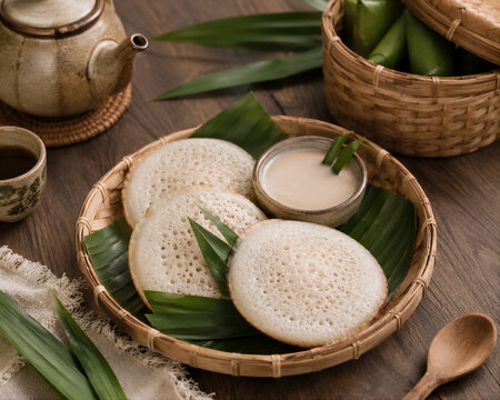 Rustic Food Photography of Traditional Serabi Dessert