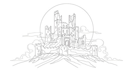 Fototapeta premium Castle Ruins on Hill