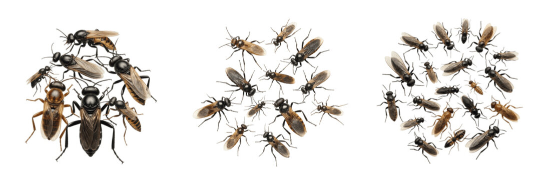 Swarm of queen bees surrounded, Apis mellifera, Apidae family, royal fertile female multiple queen aggregate, worker retinue attendant behavior, colonial breeding hierarchy tracking guide