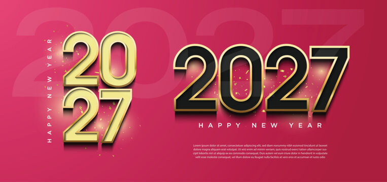 2027 new year celebration with two different and elegant festive number concept. 2027 number design.for flyers, banners and calendars 2027.