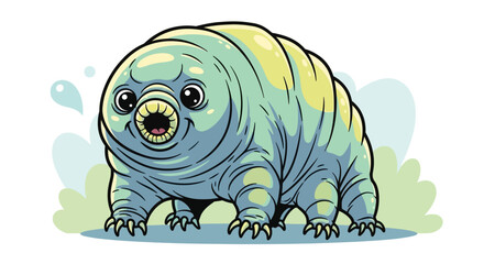 Cute Cartoon Tardigrade Water Bear Microscopic Animal Illustration © dwi