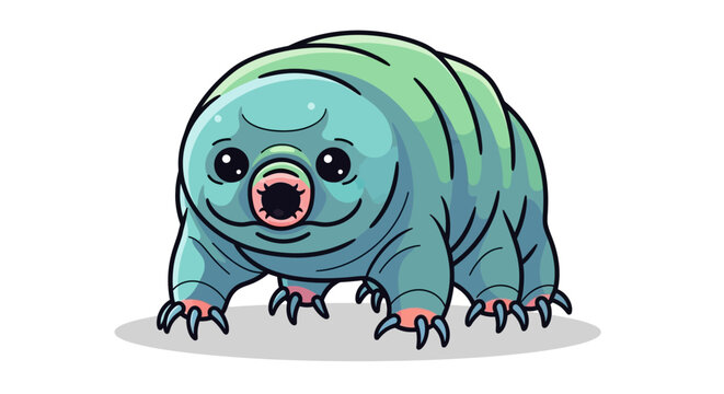 Cute Cartoon Tardigrade Water Bear Illustration
