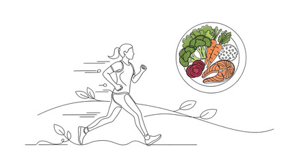 Obraz premium Runner En Route Healthy Food Plate