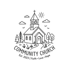 Fototapeta premium Community Church Building Logo Design.