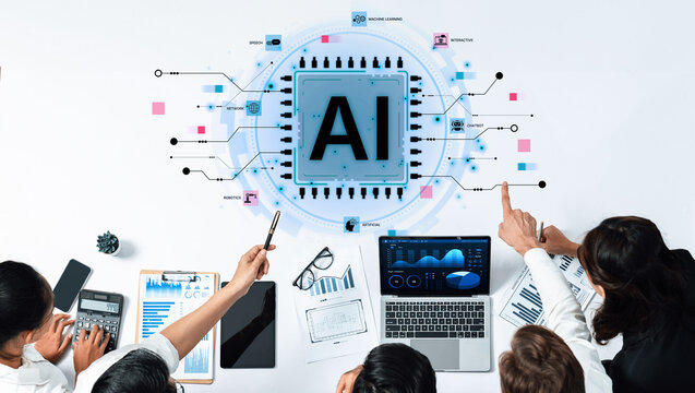 A technical diagram illustrating the core capabilities of Artificial Intelligence. This includes machine learning, robotics, speech recognition, and interactive chatbot technology. Fermion