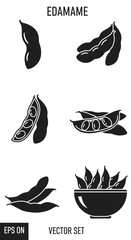 Fototapeta premium Edamame Pods Vector Set: Healthy Food Icons