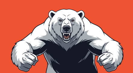 Fierce Polar Bear Roaring Aggressively, Aggravated Animal Portrait © Rifky