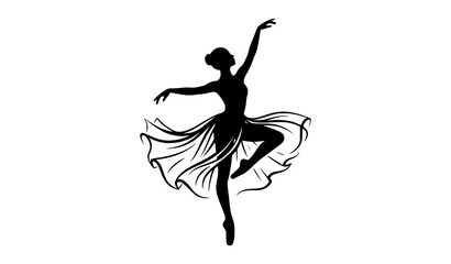 Elegant Ballerina Silhouette Black Minimal Dance Vector Artwork © MdShahinoor