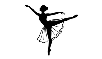 Beautiful Ballet Dancer Silhouette Elegant Black Vector Illustration Design © MdShahinoor